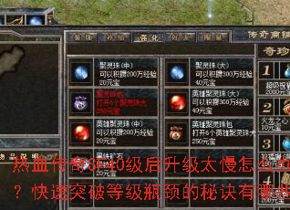 热血传奇SF40级后升级太慢怎么办?快速突破等级瓶颈的秘诀有哪些? 热血传奇SF40级后升级太慢怎么办?快速突破等级瓶颈的秘诀有哪些?